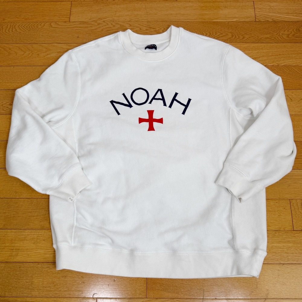 Noah NYC White Sweatshirt with Red and Black Logo
